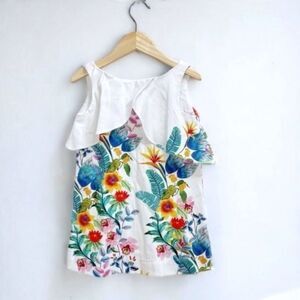 NWT Zara Girls Floral Ruffle Dress Size 4 | Sleeveless Summer Soft Collection